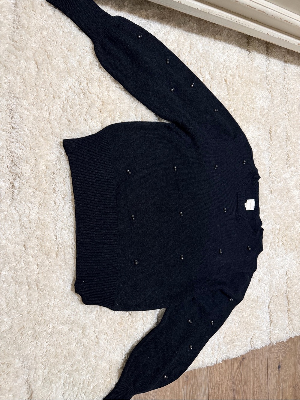 Zac & Rachel Black Beaded Crewneck Sweater